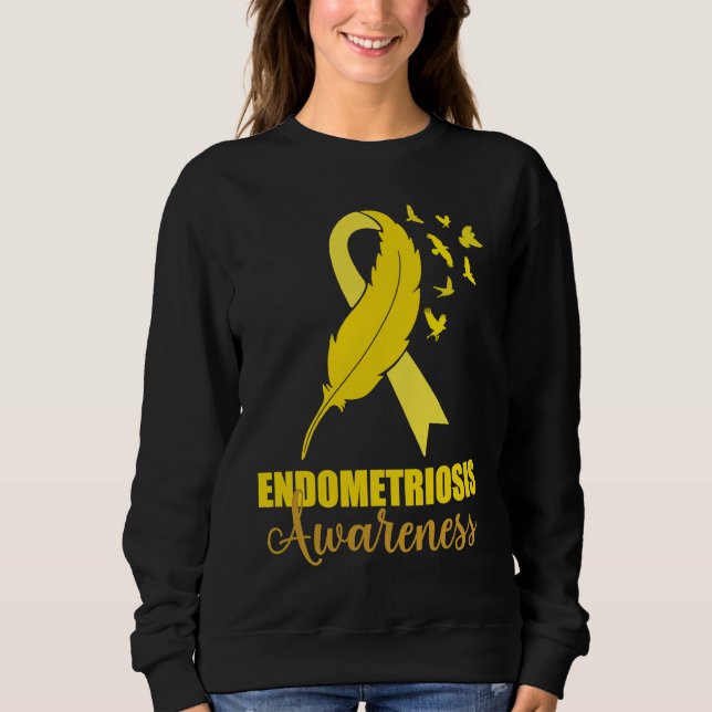 ribbon in march we wear yellow endometriosis Aware Sweatshirt (Front)