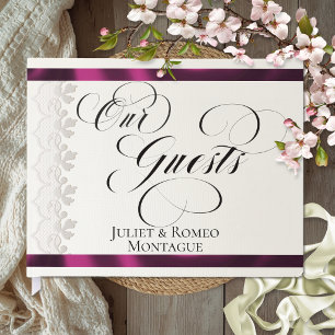 Ribbon & Lace Wedding - Plum Guest Book