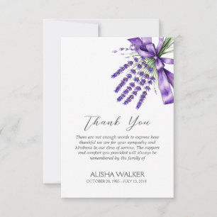 Ribbon Lavender Funeral Thank You Card