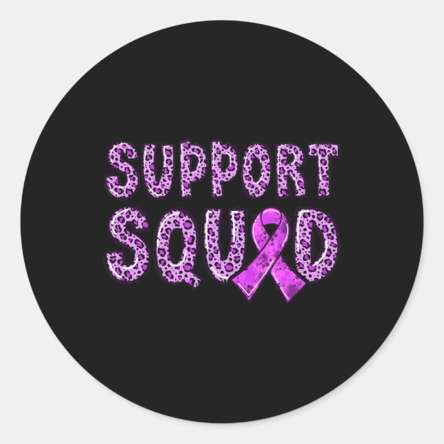 Ribbon Leopard Print Support Squad Overdose 1  Classic Round Sticker (Front)
