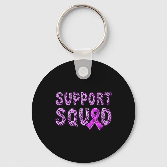 Ribbon Leopard Print Support Squad Overdose 1  Key Ring (Front)