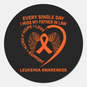 Ribbon Leukaemia Awareness In Memory Of Father In Classic Round Sticker