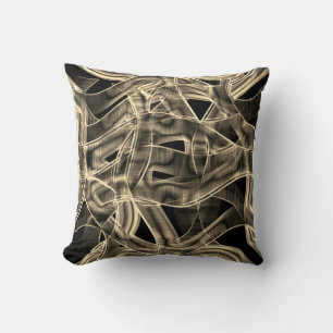 Ribbon-like curves, khaki or beige lines in relief cushion