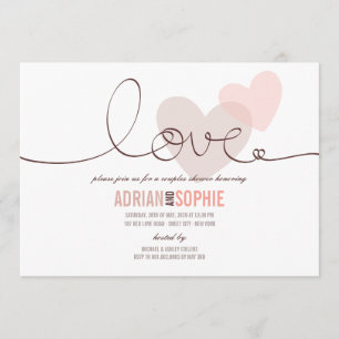Ribbon Love Sweetheart Couples Shower Party Invite