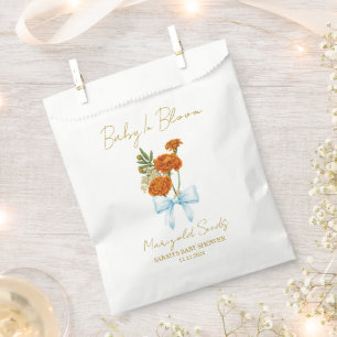 Ribbon Marigold Seeds Baby Shower Favor Bag