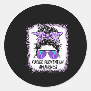 Ribbon Messy Bun  Classic Round Sticker