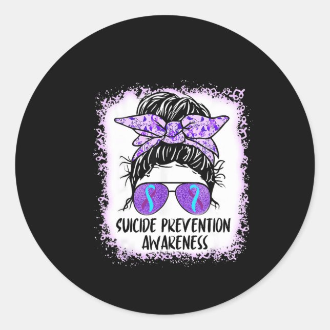 Ribbon Messy Bun  Classic Round Sticker (Front)