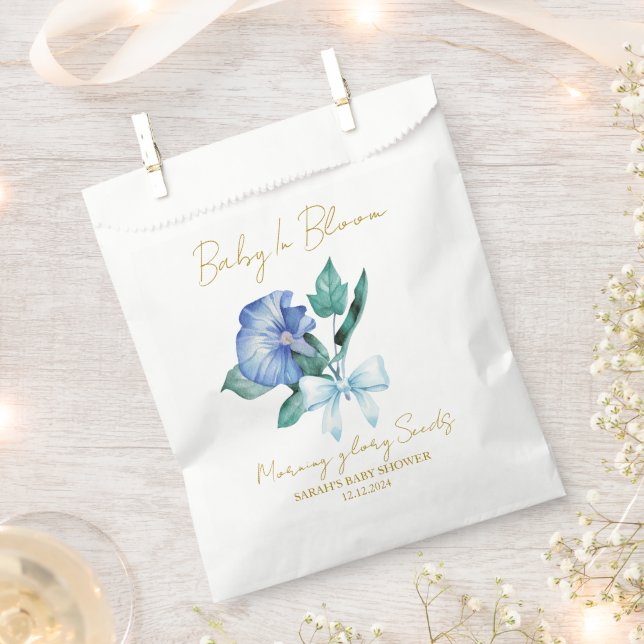 Ribbon | Morning glory Seeds Baby Shower Favor Bag (Clipped)