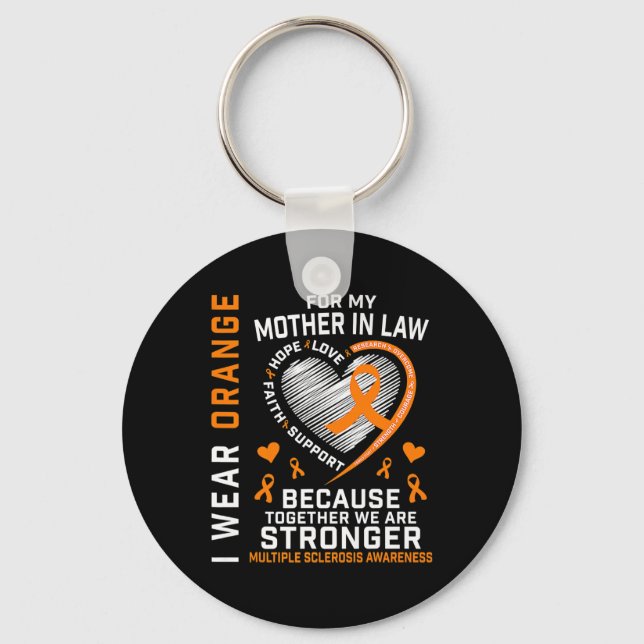 Ribbon Ms Mother In Law Multiple Sclerosis Awarene Key Ring (Front)