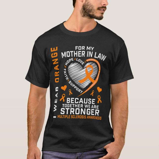 Ribbon Ms Mother In Law Multiple Sclerosis Awarene T-Shirt (Front)