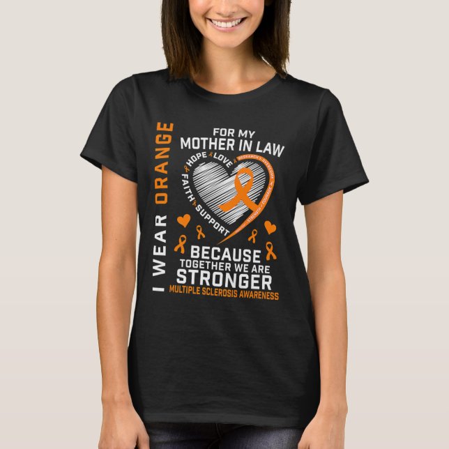 Ribbon Ms Mother In Law Multiple Sclerosis Awarene T-Shirt (Front)