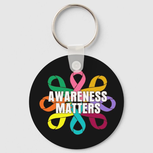 Ribbon of Cancer Awareness - Awareness Matters Key Ring (Front)