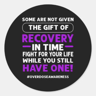 Ribbon. Overdose Awareness 1  Classic Round Sticker
