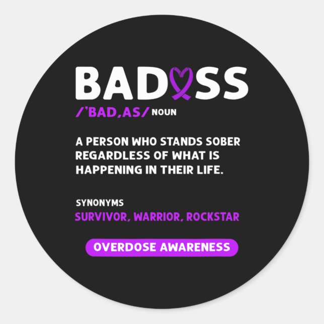 Ribbon. Overdose Awareness 3  Classic Round Sticker (Front)