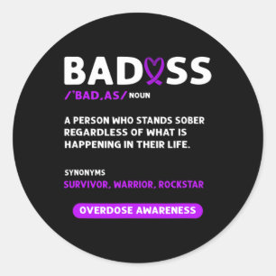 Ribbon. Overdose Awareness 3 Classic Round Sticker