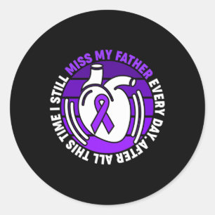 Ribbon Overdose Awareness Miss My Father Memory Classic Round Sticker