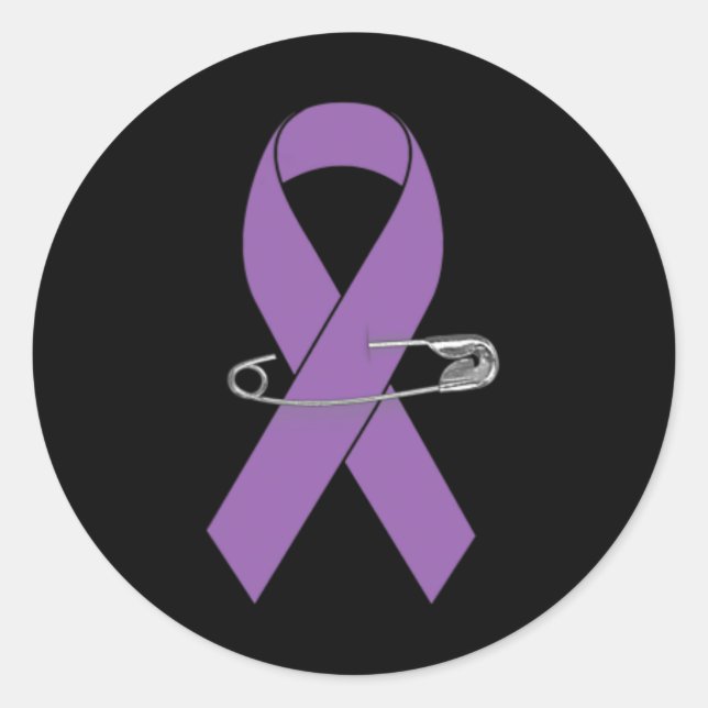 Ribbon Pin- Pancreatic Cancer Awareness Item for W Classic Round Sticker (Front)