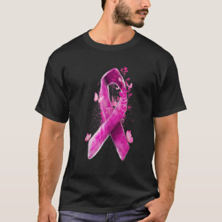 Ribbon Pink Butterfly Breast Cancer Awareness  T-Shirt