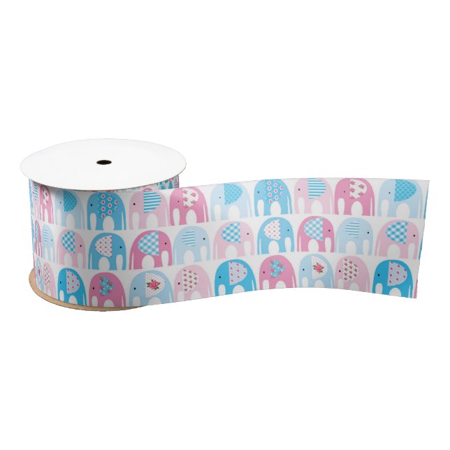 Ribbon - Pink Elephants Satin Ribbon (Spool)
