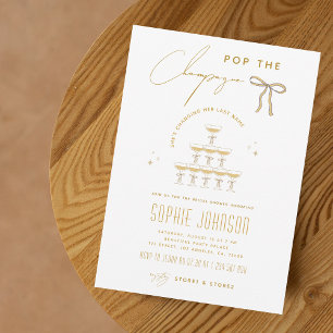 Ribbon Pop the Champagne Tower Bridal Shower Invitation