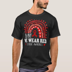 Ribbon Rainbow In May We Wear Red Stroke Awareness T-Shirt