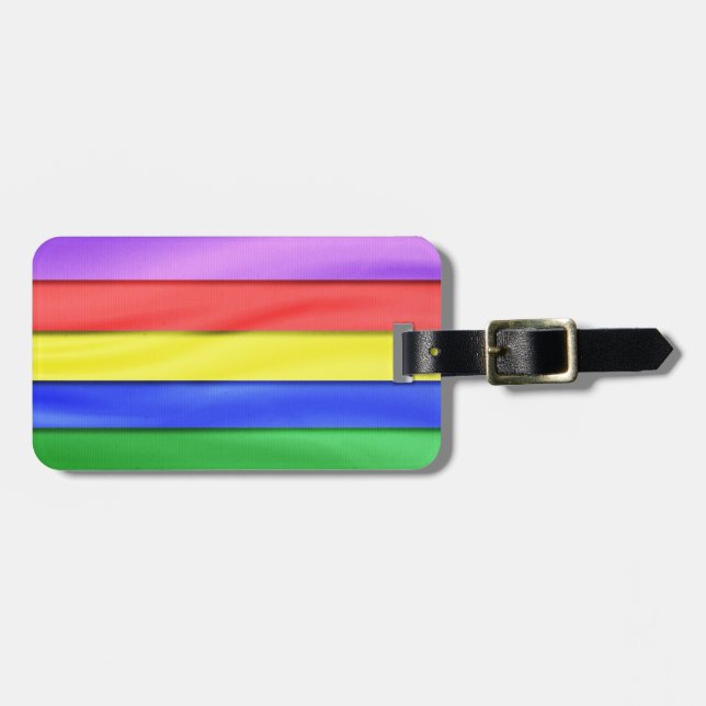 Ribbon Rainbow Stripes Luggage Tag (Front Horizontal)