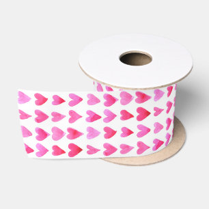 Ribbon - Raining Pink Hearts Satin Ribbon