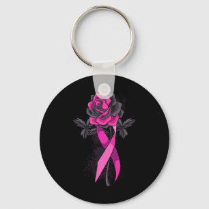 Ribbon Rose Breast Cancer Awareness Survivor Warri Key Ring
