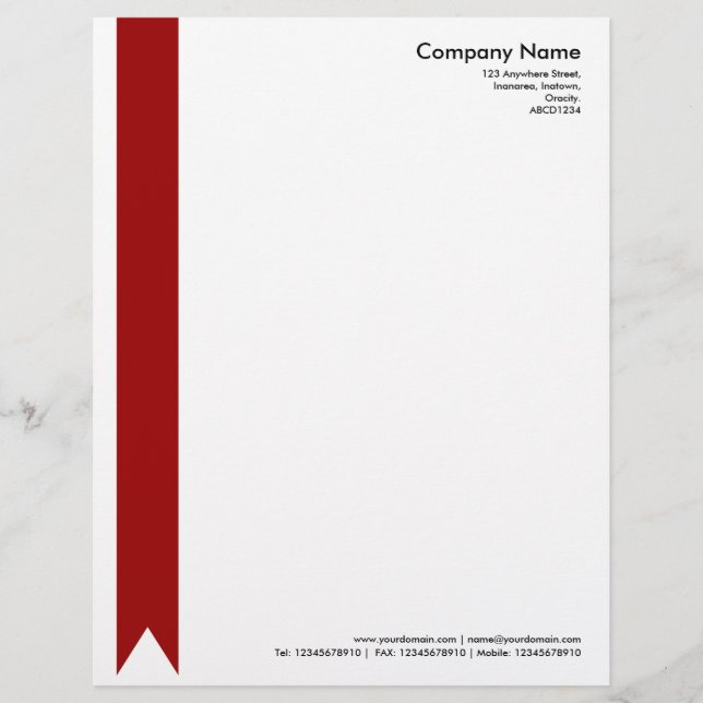 Ribbon - Ruby Red Custom Letterhead (Front)