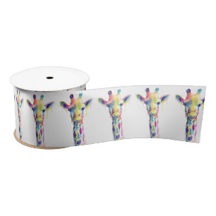 Ribbon - Side By Side Colorful Giraffe Satin Ribbon