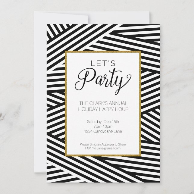 Ribbon Striped Party Invitation (Front)
