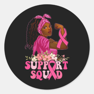 Ribbon Strong Women Support Squad Breast Cancer Classic Round Sticker