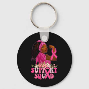 Ribbon Strong Women Support Squad Breast Cancer Key Ring