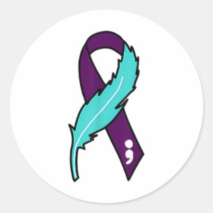 Ribbon Suicide Awareness Mental Health For Men Wom Classic Round Sticker