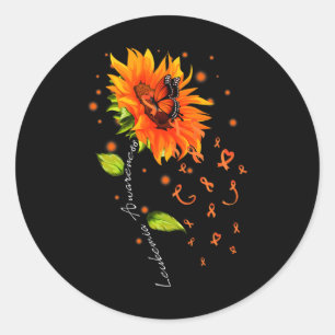 Ribbon Sunflower Butterfly Leukaemia Awareness Mon Classic Round Sticker