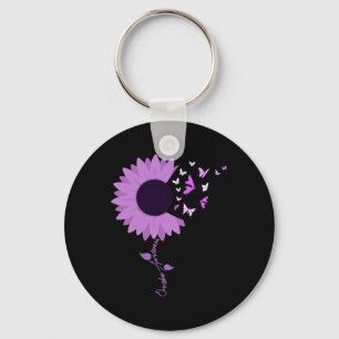 Ribbon Sunflower Butterfly Overdose Awareness Mont Key Ring