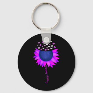 Ribbon Sunflower Butterfly Overdose Awareness Mont Key Ring