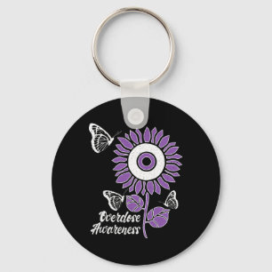 Ribbon Sunflower Butterfly Overdose Awareness Mont Key Ring