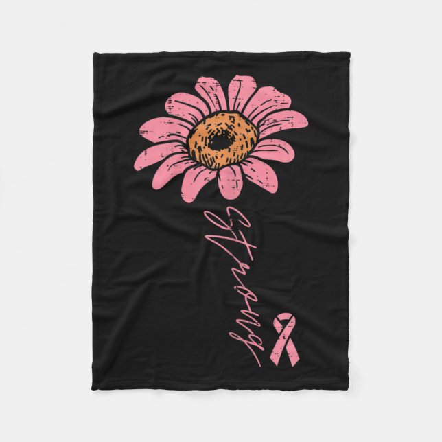 Ribbon Sunflower Strong Breast Cancer Awareness Wo Fleece Blanket (Front)