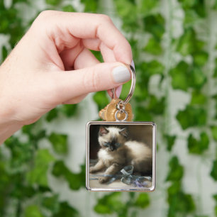 Ribbon Tangle Siamese Kitten Key Ring