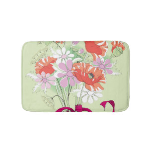 Ribbon-Tied Poppies: Daisy Bouquet. Bath Mat
