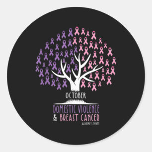 Ribbon Tree-breast Cancer And Domestic Violence Aw Classic Round Sticker