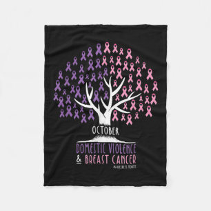 Ribbon Tree-breast Cancer And Domestic Violence Aw Fleece Blanket