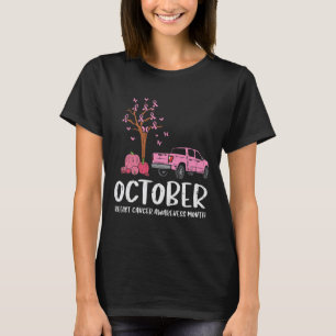 Ribbon Tree Truck October Breast Cancer Awareness T-Shirt