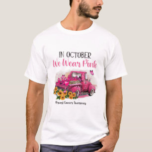 Ribbon Truck In October We Wear Pink Breast Cancer T-Shirt