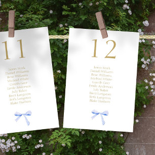 Ribbon Wedding White Table Number & Seating Card