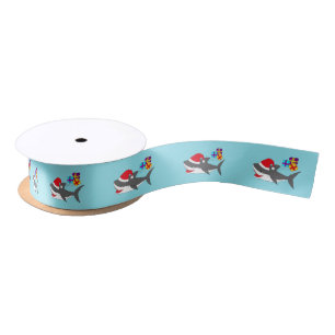 Ribbon with a cute Holiday shark Satin Ribbon