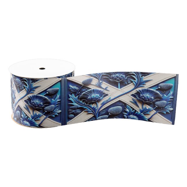Ribbon with Scottish thistles Grosgrain Ribbon (Spool)
