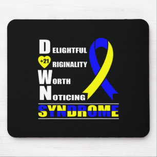 Ribbon World Down Syndrome Day Women Kids Mouse Pad