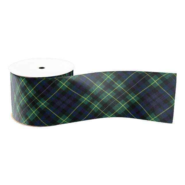 Ribbon - Yellow, Green & Blue Tartan Design2 Grosgrain Ribbon (Spool)